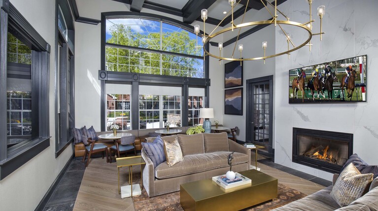 Resident Lounge with Fireplace and TV