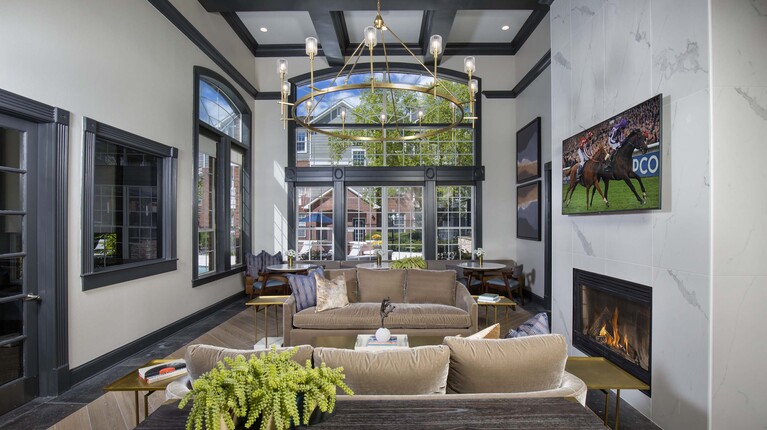 Resident Lounge with Fireplace and TV