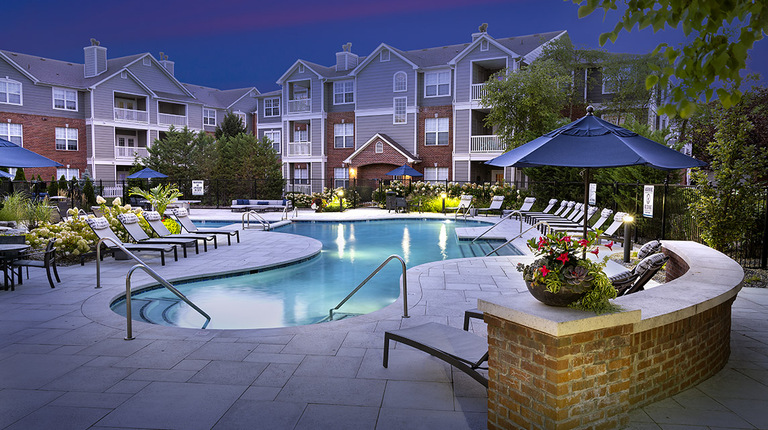 Resort-Inspired Pool at Dusk