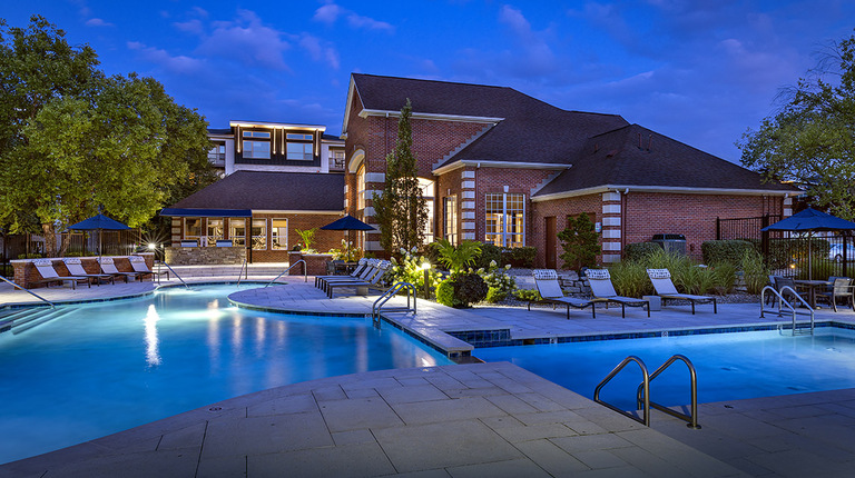 Resort-Inspired Pool at Dusk