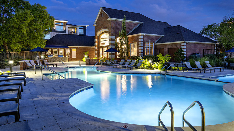 Resort-Inspired Pool at Dusk